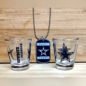 NFL Dallas Cowboys 2oz Shot Glasses with dog tags Set